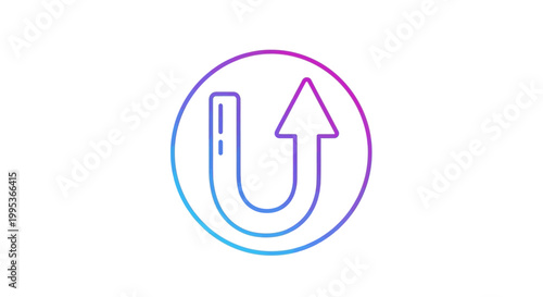 A modern gradient U-shaped arrow icon symbolizing upload, undo, or return functionality on white