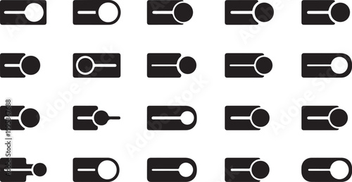 Toggle switch icons in black and white pattern