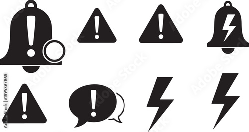 Warning signs and symbols icons set black