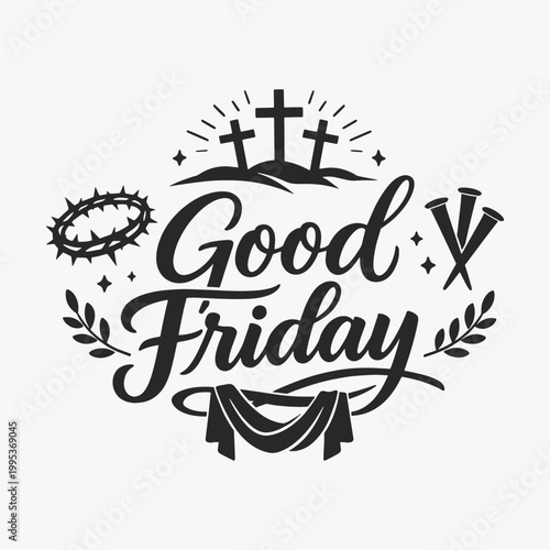 The flat design for Good Friday poster focuses on simplicity, elegance, and ease of recognition. Vector Sign for Logos, Labels, and Icons. 