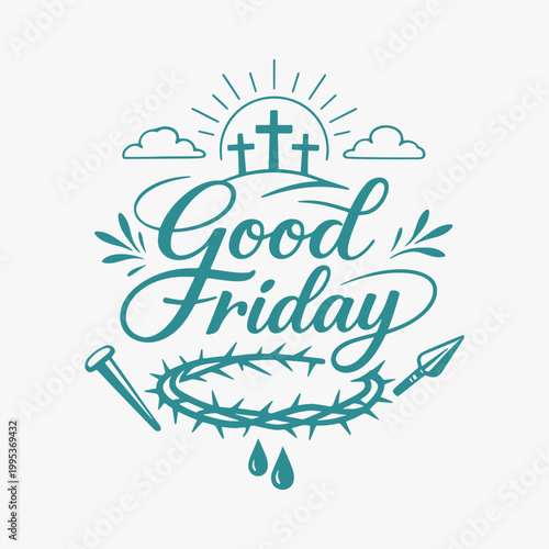 The flat design for Good Friday poster focuses on simplicity, elegance, and ease of recognition. Vector Sign for Logos, Labels, and Icons. 