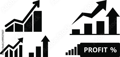business growth and profit increase trend chart vector illustration
