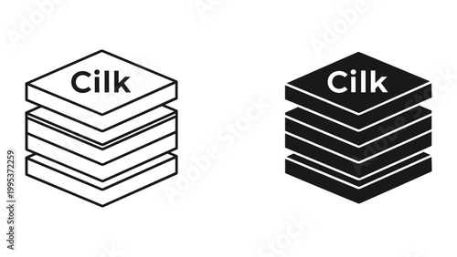 Cilk logo icon in black and white on isolated white background