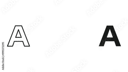 Bild auf Leinwand Outlined and filled letter a in black on white background