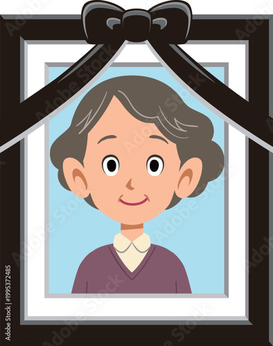 微笑むシニアの女性の遺影