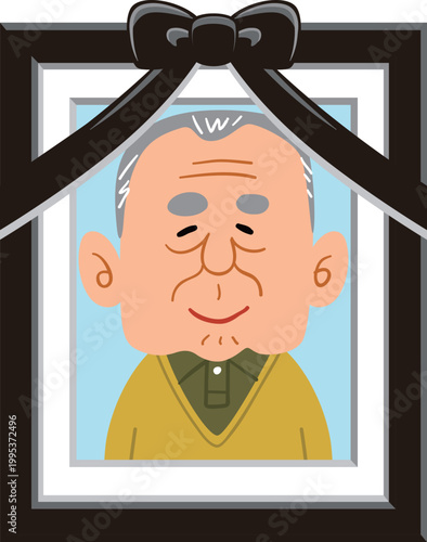 微笑む高齢男性の遺影