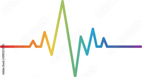 Vibrant rainbow colored heartbeat pulse line representing energy life and sound waves