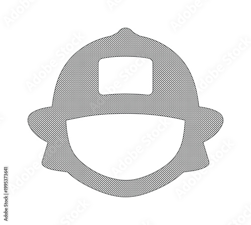 Minimalist firefighter helmet vector icon, a simple gray safety hard hat graphic, emergency services protective gear illustration, essential rescue worker equipment for design projects.