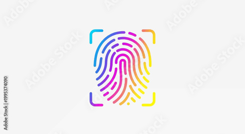 Vibrant biometric fingerprint scan icon for digital identity and security access and protection