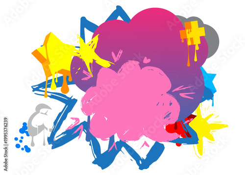 Graffiti speech bubble. Abstract modern Messaging sign street art decoration, Discussion icon performed in urban painting style.