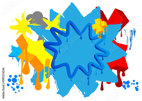 Graffiti speech bubble. Abstract modern Messaging sign street art decoration, Discussion icon performed in urban painting style.