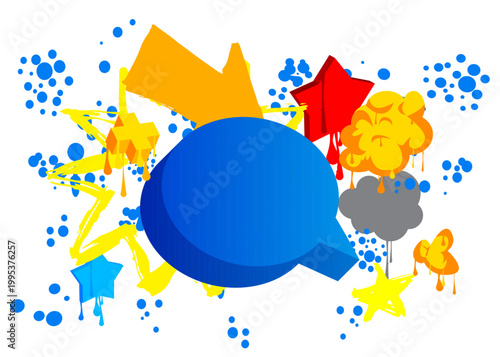 Graffiti speech bubble. Abstract modern Messaging sign street art decoration, Discussion icon performed in urban painting style.