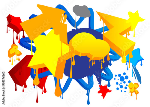 Graffiti speech bubble. Abstract modern Messaging sign street art decoration, Discussion icon performed in urban painting style.