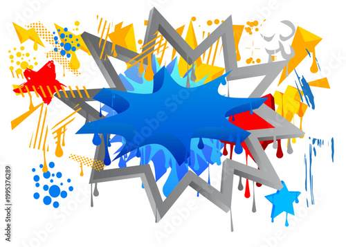 Graffiti speech bubble. Abstract modern Messaging sign street art decoration, Discussion icon performed in urban painting style.