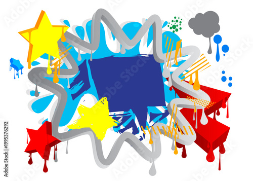 Graffiti speech bubble. Abstract modern Messaging sign street art decoration, Discussion icon performed in urban painting style.