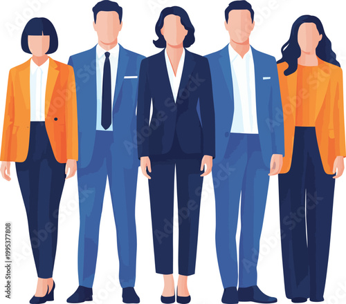 Group of business people standing together in formal wear