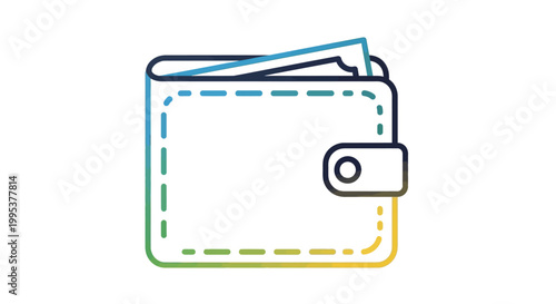 Modern gradient line art wallet icon illustration representing financial management and personal