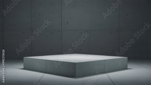 Minimalist Square Concrete Podium in Industrial Studio for Product Mockup