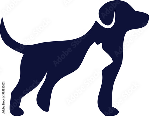 Professional pet care logo with cat and dog silhouettes, designed for animal hospitals, pet stores, and grooming services.