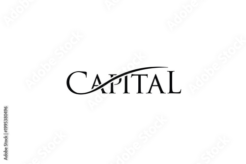 The image features a sophisticated 'CAPITAL' word mark logo with a flowing, cursive script style. The design incorporates a unique swirl element, creating a memorable and upscale brand identity.