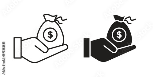 loan icon line style collection. Simple black solid icons