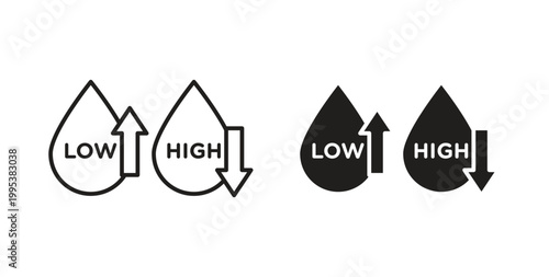 Low and high cholesterol icon line style collection. Simple black solid icons