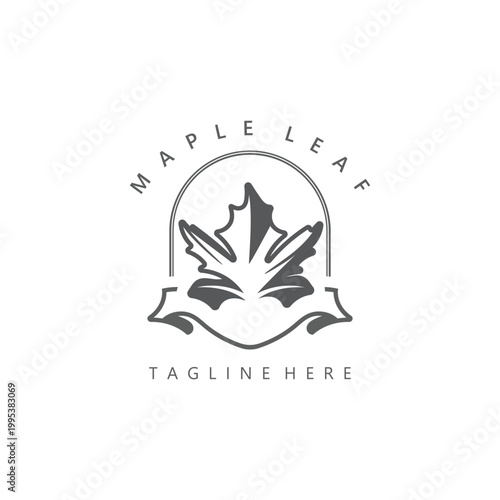 Maple leaf logo design vintage style graphic illustration template