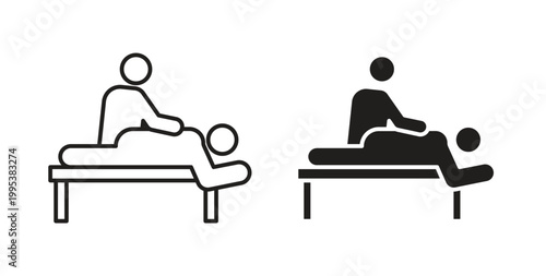 Massage icon line style collection. Simple black solid icons