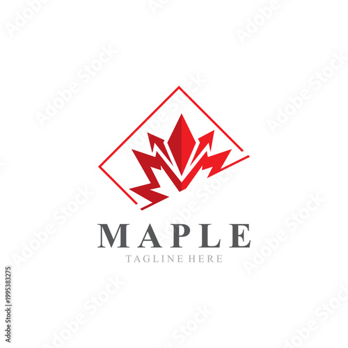 Maple leaf logo design vintage style graphic illustration template
