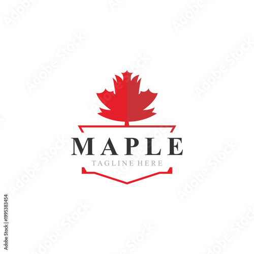 Maple leaf logo design vintage style graphic illustration template