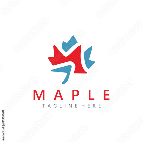 Maple leaf style logo simple design graphic illustration