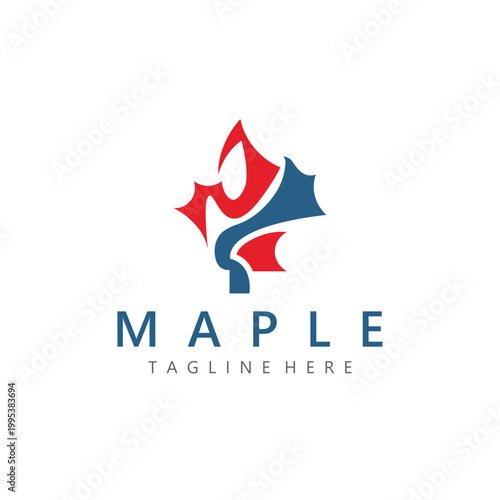 Maple leaf style logo simple design graphic illustration