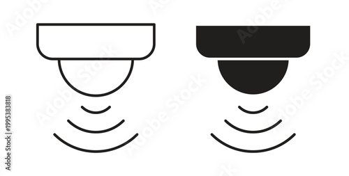 Motion sensor icon line style collection. Simple black solid icons