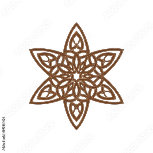 A copper-colored Celtic knotwork design on transparent background