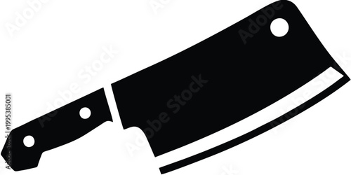 Meat Cleaver Knife Silhouette Vector Icon Isolated on White Background Butcher Tool for Kitchen Restaurant and Eid al-Adha Qurbani Sacrifice
