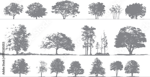 Old school forest graphic with stipple dot shading Retro woods background with grunge photocopy style