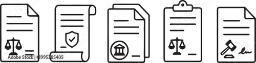 Tableau sur toile Legal Document Multiple Style Icon Design Vector - paper with a stamp symbolizin