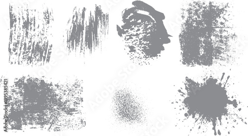 Rough ink smears with sketch style brush strokes Traditional brush stroke set with grunge texture