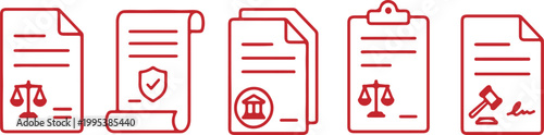 Legal Document Multiple Style Icon Design Vector - paper with a stamp symbolizing certification, approval, and official documentation
