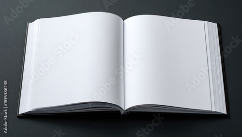 Open book on dark surface. Blank pages inviting stories.