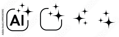 Artificial intelligence stars app logo colorful icon set. Create generate prompt ai application symbol collection vector illustration