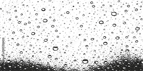 Abstract water droplets, a symphony of clarity and transparency on glass, creating a visually stunning display of natural elegance.