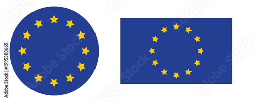 European Union EU Flag Vector Set for Europe Politics and Economy