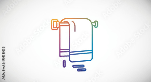 Vibrant gradient line art illustration of a towel hanging on a rack perfect for bathroom and
