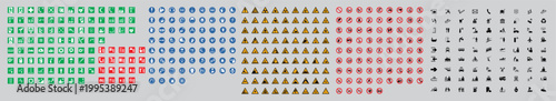 Set of safety sign standar ISO 7010, vector design