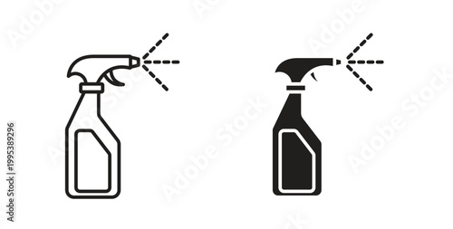Spray bottle icon design line and solid vector pack on white background