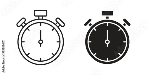 Free Download Stopwatch icon design line and solid vector pack on white background - GFXLoad