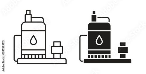 Sump pump icon design line and solid vector pack on white background