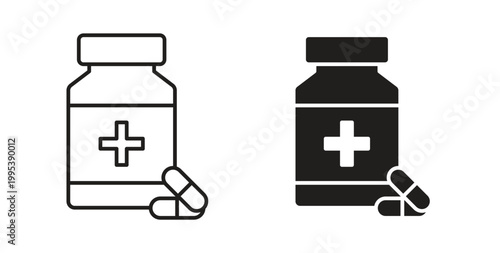Supplement icon design line and solid vector pack on white background