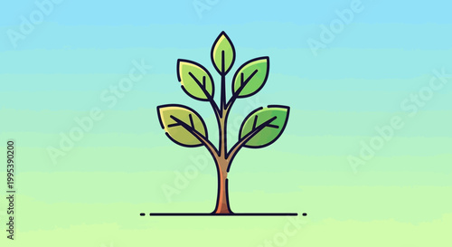 Vibrant Young Plant Sapling Growth Icon Illustrative Design Against Gradient Background